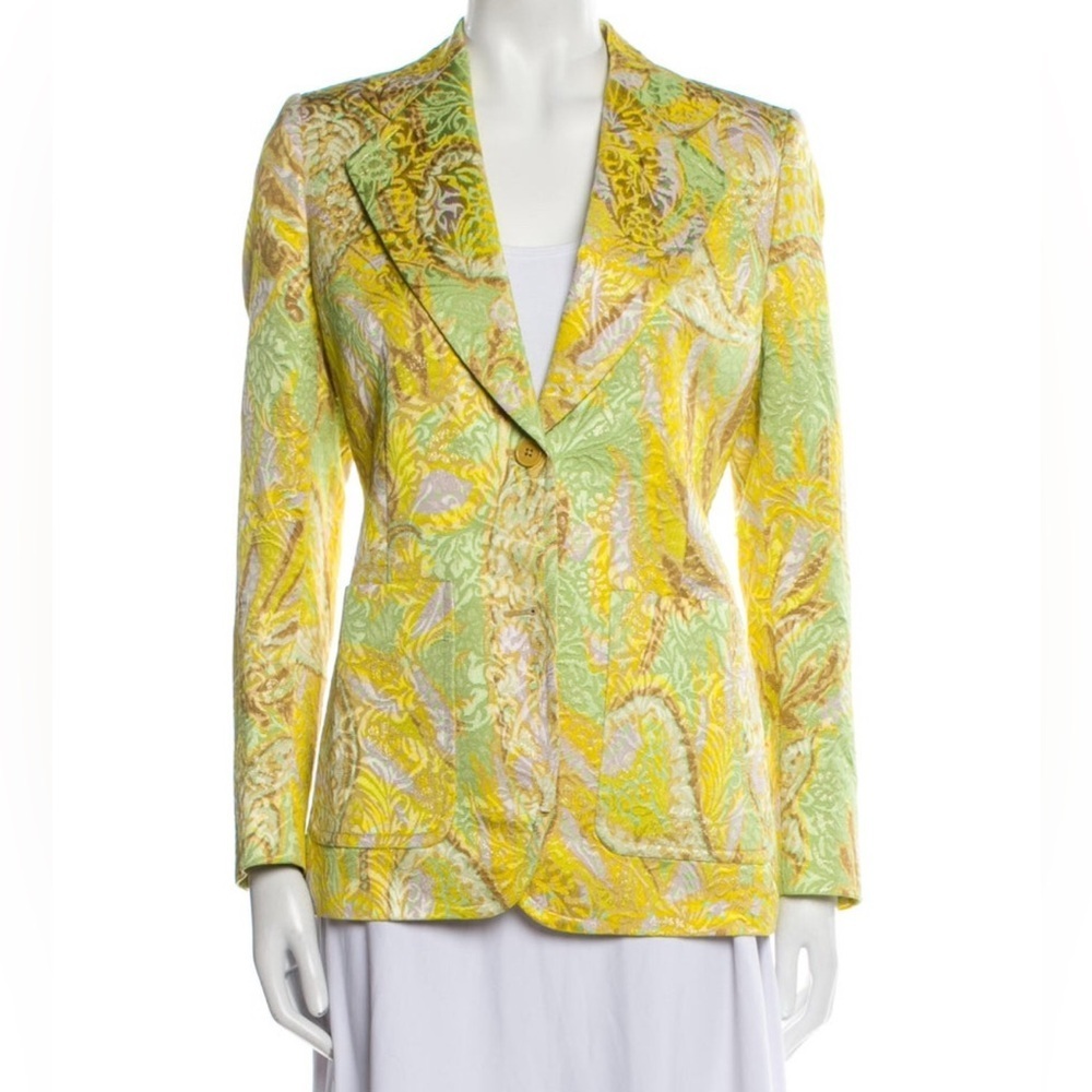 Dries Van Noten Yellow and Green Patterned Blazer